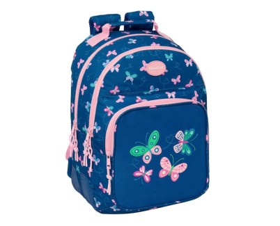 Safta Blackfit8 Mariposas Mochila con 2 Compartimentos - Antirozaduras - Adaptable a Carro - Portabotellas - Tirador Doble - Hombreras Ergonomicas - 20L - 320x150x420mm - Color Azul Marino