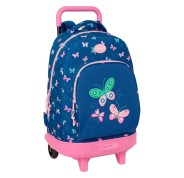 Safta Blackfit8 Mariposas Mochila con Carro - Extraible - Bolsillo Frontal - Portabotellas - Tirador Doble - Hombreras Acolchadas - Asa Acolchada - Tarjeta ID - 33L - 330x220x450mm - Color Azul Marino