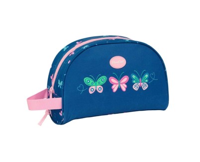 Safta Blackfit8 Mariposas Neceser de 5L - Cremallera - Asa Lateral - Adapatable a Carro - Bolsillo Interior - 280x100x180mm - Color Azul Marino