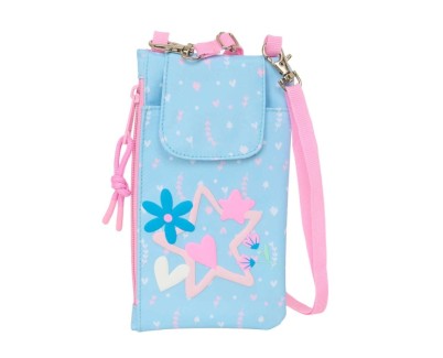 Safta Blackfit8 Smile Monedero Portamovil hasta 6.9\" - Compartimento con Cremallera - Cordon Ajustable - 0.19L - 100x190mm - Color Azul Claro