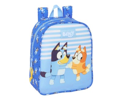 Safta Bluey Let\'S Play Mochila Guarderia - Adaptable a Carro - Tarjeta ID - Asa Superior - 6L - Ideal para Guarderia - Ligera y Facil de Llevar - 220x100x270mm - Color Azul