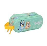 Safta Bluey Portatodo 3D - 2 Compartimentos con Cremallera - Asa Lateral - Capacidad 1L - 21x8x6cm - Color Menta