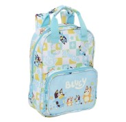 Safta Bluey Ready Mochila Infantil - Tarjeta de Identificacion Personal - Bolsillo Frontal - Hombreras Acolchadas - 20x28x8cm - Color Azul Pastel