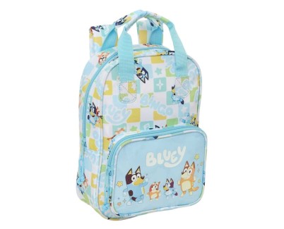 Safta Bluey Ready Mochila Infantil - Tarjeta de Identificacion Personal - Bolsillo Frontal - Hombreras Acolchadas - 20x28x8cm - Color Azul Pastel
