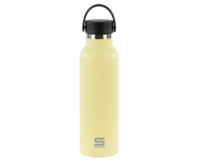 Safta Botella Termo de 600ml - Acero Inoxidable - Asa Superior - Color Amarillo