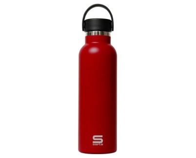 Safta Botella Termo de 600ml - Acero Inoxidable - Base de Silicona Antideslizante - Asa Superior - Color Rojo