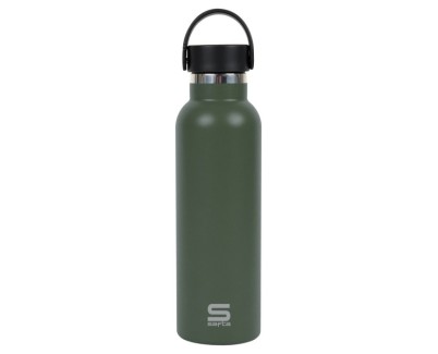Safta Botella Termo de 600ml - Acero Inoxidable - Base de Silicona Antideslizante - Asa Superior - Color Verde