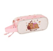 Safta Capibara Portatodo - 2 Compartimentos con Cremallera - Asa Lateral - Capacidad 1L - 21x8x6cm - Color Rosa Pastel