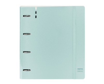 Safta Carpeta de 4 Anillas - PP Foam - Anillas de 35mm - Incluye 100 Hojas A4 - 27x32x4cm - Color Azul Claro