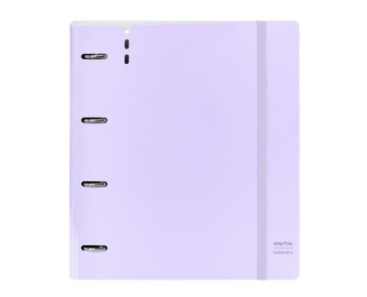 Safta Carpeta de 4 Anillas - PP Foam - Anillas de 35mm - Incluye 100 Hojas A4 - 27x32x4cm - Color Lavanda