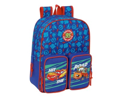 Safta Cars Mochila Infantil - Adaptable a Carro - Portabotellas - Hombreras Ergonomicas - Bolsillo Frontal - Asa de Mano Superior - 9L - 270x100x330mm - Color Azul