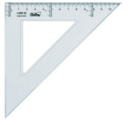 Safta Cristal Escuadra de 20cm - Plastico Transparente - Graduacion Impresa - Biselada - Color Transparente