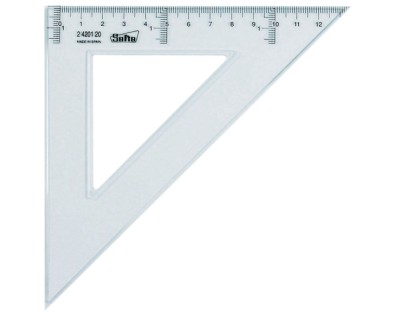 Safta Cristal Escuadra de 20cm - Plastico Transparente - Graduacion Impresa - Biselada - Color Transparente