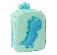 Safta Dino Mochila Guarderia 3D de 6L - Asa de Mano Superior - Asas Regulables y Acolchadas - Cierre de Cremallera - 22x27x10cm - Color Menta