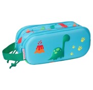 Safta Dino Portatodo - 2 Compartimentos con Cremalleras - Asa Lateral - Color Azul