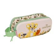 Safta el Rey Leon Portatodo 3D - 2 Compartimentos con Cremallera - Asa Lateral - Capacidad 1L - 21x8x6cm - Color Melocoton Claro