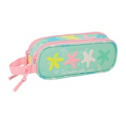 Safta Estrellas Portatodo - 2 Compartimentos con Cremallera - Asa Lateral - Capacidad 1L - 21x8x6cm - Color Verde