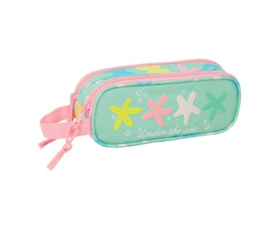 Safta Estrellas Portatodo - 2 Compartimentos con Cremallera - Asa Lateral - Capacidad 1L - 21x8x6cm - Color Verde
