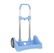 Safta Evolution Carro Portamochilas- Sujecion Universal - Ruedas de 14cm Antivibracion - Aluminio/PP - 40x85x28cm - Color Azul Claro
