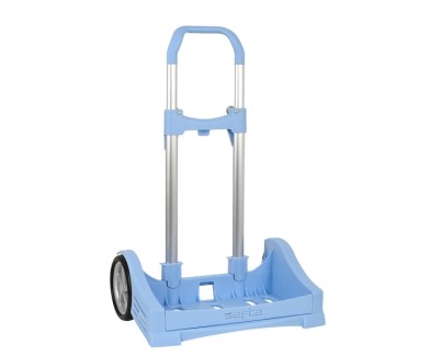 Safta Evolution Carro Portamochilas- Sujecion Universal - Ruedas de 14cm Antivibracion - Aluminio/PP - 40x85x28cm - Color Azul Claro