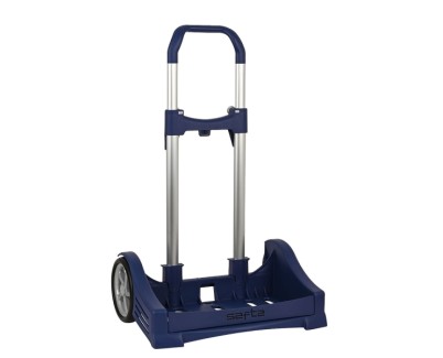 Safta Evolution Carro Portamochilas- Sujecion Universal - Ruedas de 14cm Antivibracion - Aluminio/PP - 40x85x28cm - Color Azul Oscuro