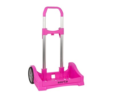 Safta Evolution Carro Portamochilas- Sujecion Universal - Ruedas de 14cm Antivibracion - Aluminio/PP - 40x85x28cm - Color Magenta