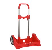 Safta Evolution Carro Portamochilas- Sujecion Universal - Ruedas de 14cm Antivibracion - Aluminio/PP - 40x85x28cm - Color Rojo