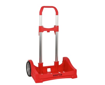 Safta Evolution Carro Portamochilas- Sujecion Universal - Ruedas de 14cm Antivibracion - Aluminio/PP - 40x85x28cm - Color Rojo