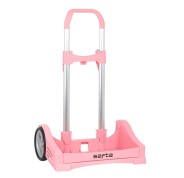 Safta Evolution Carro Portamochilas- Sujecion Universal - Ruedas de 14cm Antivibracion - Aluminio/PP - 40x85x28cm - Color Rosa