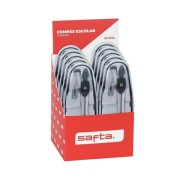 Safta Expositor con 10 Compases - Ergonomico - Incluye Minas - Ligero y Portatil - 105x100x140mm - Colores Surtidos