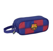 Safta F.C.Barcelona Estuche Portatodo de 1.25L - 3 Compartimentos - Asa de Mano - Cierre de Cremallera - 21x8.5x7cm - Color Rojo y Azul