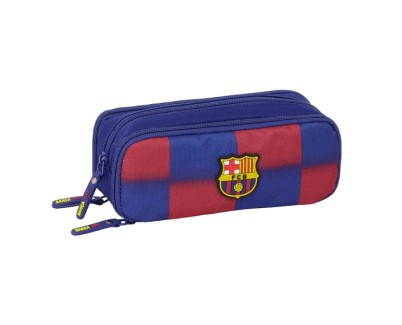 Safta F.C.Barcelona Estuche Portatodo de 1.345L - 3 Compartimentos - Laterales con Apertura Total - Cierre de Cremallera - 21x8x8cm - Color Rojo y Azul