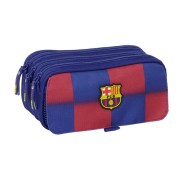 Safta F.C.Barcelona Estuche Portatodo de 1.72L - 3 Compartimentos - Cinta Trasera Adaptable a Carro - Cierre de Cremallera - 21.5x10x8cm - Color Rojo y Azul