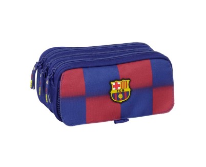 Safta F.C.Barcelona Estuche Portatodo de 1.72L - 3 Compartimentos - Cinta Trasera Adaptable a Carro - Cierre de Cremallera - 21.5x10x8cm - Color Rojo y Azul