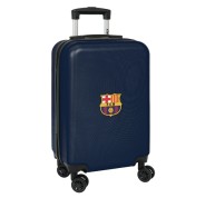 Safta F.C. Barcelona Maleta con Ruedas 20\" - Asa Telescopica - 4 Ruedas Giratorias - Cierre con Candado - 34.5x55x20cm - Color Azul Marino