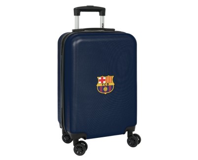 Safta F.C. Barcelona Maleta con Ruedas 20\" - Asa Telescopica - 4 Ruedas Giratorias - Cierre con Candado - 34.5x55x20cm - Color Azul Marino