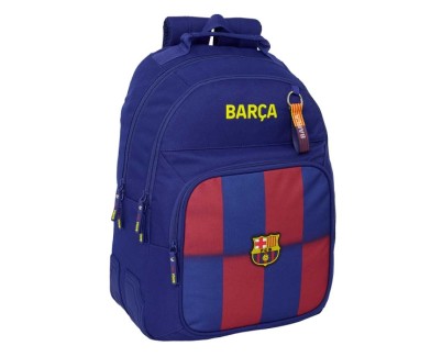 Safta F.C.Barcelona Mochila Escolar de 20L - Adaptable a Carro - 3 Compartimentos - Portabotellas - 32x42x15cm - Color Rojo y Azul