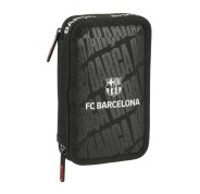 Safta F.C.Barcelona Plumier de 2 Pisos - 29 Piezas - 1L - Goma - Lapiz - Boligrafos - Sacapuntas - 10 Colores - 14 Rotuladores - 125x40x195mm - Color Negro