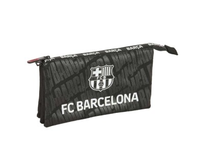 Safta F.C.Barcelona Portatodo - 3 Compartimentos con Cremalleras - Bolsillo Interior - 0.6L - 220x30x120mm - Color Negro