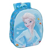 Safta Frozen 3D Mochila 3D - Portabotellas - Hombreras Acolchadas - Asa de Mano Superior - 27x33x10cm - Color Azul Claro