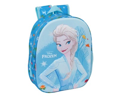 Safta Frozen 3D Mochila 3D - Portabotellas - Hombreras Acolchadas - Asa de Mano Superior - 27x33x10cm - Color Azul Claro