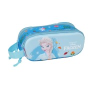 Safta Frozen 3D Portatodo 3D - 2 Compartimentos con Cremallera - Asa Lateral - Capacidad 1L - 21x8x6cm - Color Azul Claro