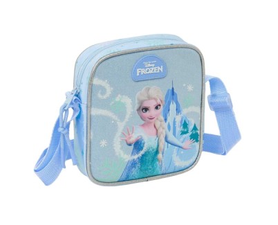 Safta Frozen Bolsito con Bandolera Ajustable - Compacto - Cierre con Cremallera - 16x18x4cm - Color Azul Pastel