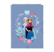 Safta Frozen Carpeta con 3 Solapas - Tapas Duras Forradas - Formato Folio - Cierre con Gomas - Durabilidad y Proteccion - 260x25x335mm - Color Azul