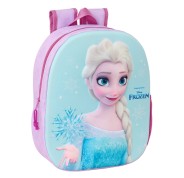 Safta Frozen Mochila 3D - Asa de Mano - Portabotellas Lateral - 27x33x10cm - Color Rosa/Azul