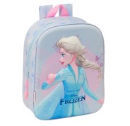Safta Frozen Mochila Guarderia 3D - Asa de Mano - Compartimento Principal con Cremallera - 22x27x10cm - Color Azul Claro