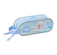 Safta Frozen Portatodo - 2 Compartimentos con Cremallera - Asa Lateral - Capacidad 1L - 21x8x6cm - Color Azul Pastel