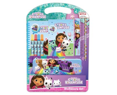 Safta Gabby\'s Dollhouse Confetti Pack Escolar con Plumier Metalico - Lapiz - 4 Rotuladores - Regla 15cm - Sacapuntas - Goma - Libreta A4 - Bloc de Notas A6 - 270x30x375mm - Color Rosa