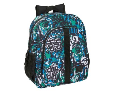 Safta Graffiti Go Mochila - Adaptable a Carro - Bolsillos Laterales - Doble Tirador - Hombreras Acolchadas - Asa Superior - Gran Capacidad - 320x120x380mm - Color Azul Oscuro