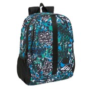 Safta Graffiti Go Mochila Adaptable a Carro - Portabotellas - Dos Compartimentos Grandes - Tirador Doble - Hombreras Ergonomicas - Asa de Mano - 23L - 320x160x440mm - Color Azul Oscuro